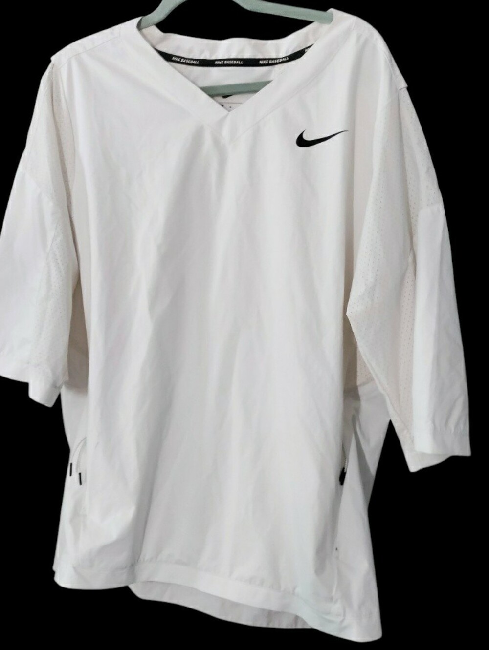 Nike Baseball 3/4 Sleeve Hot Jacket Pullover Dri Fit White Mesh